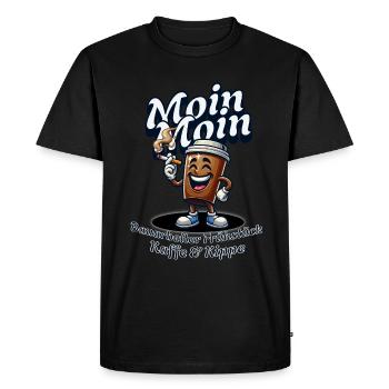 Moin Moin Coffee and Cigarette = Construction Worker Breakfast - Men's Premium Organic T-Shirt - black - Front - Nico (187cm)