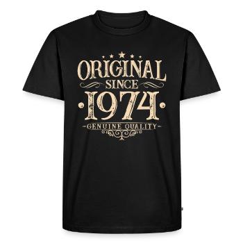 Original depuis 1974 Vintage Vintage anniversaire - T-shirt Premium bio Homme - noir - Devant - Nico (187cm)