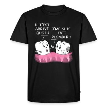 Dentiste humour idée cadeau métier - T-shirt Premium bio Homme - noir - Devant - Nico (187cm)