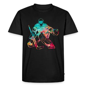 Cool ice hockey goalkeeper - Men's Premium Organic T-Shirt - black - Front - Nico (187cm)