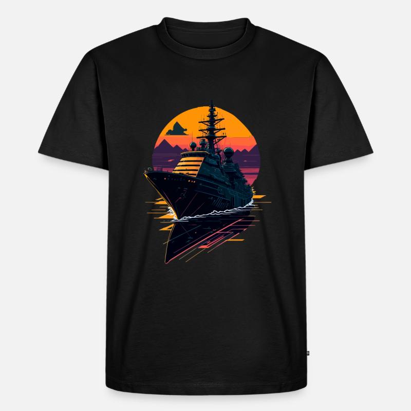 Kriegsschiff der Zerstörer - Männer Premium Bio T-Shirt - Schwarz