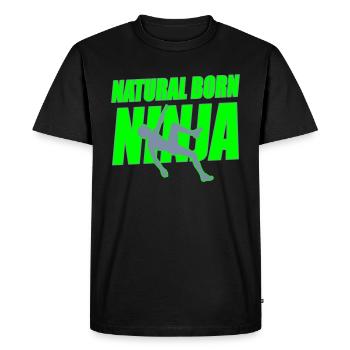 Colors can be changed | Natural Born Ninja | Freeclimber - Men's Premium Organic T-Shirt - black - Front - Nico (187cm)