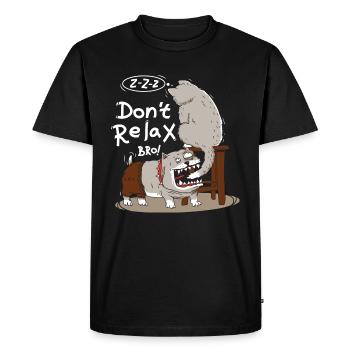 Chien agace chat endormi - T-shirt Premium bio Homme - noir - Devant - Nico (187cm)