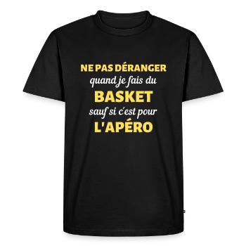t shirt ne pas deranger basket apero humour basket - T-shirt Premium bio Homme - noir - Devant - Nico (187cm)