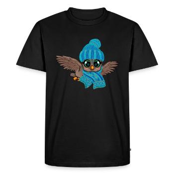 Hibou des Glaces Engelures Automne Hiver - T-shirt Premium bio Homme - noir - Devant - Nico (187cm)