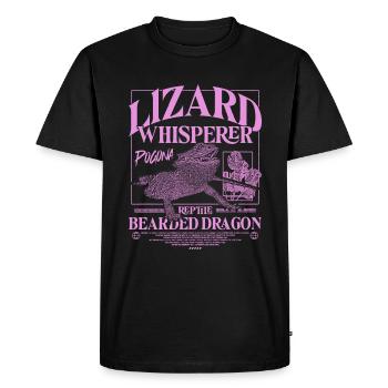Dragons barbus, Dragons barbus, Lézard chuchotant à l’oreille - T-shirt Premium bio Homme - noir - Devant - Nico (187cm)