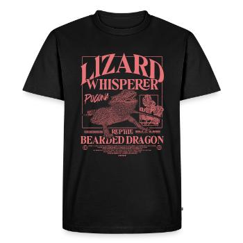 Dragons barbus, Dragons barbus, Lézard chuchotant à l’oreille - T-shirt Premium bio Homme - noir - Devant - Nico (187cm)