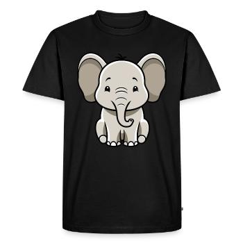 Éléphant mignon - T-shirt Premium bio Homme - noir - Devant - Nico (187cm)