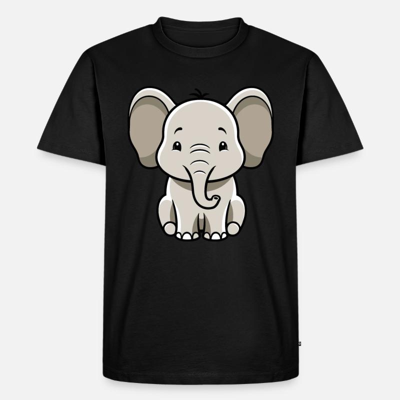 Éléphant mignon - T-shirt Premium bio Homme - noir