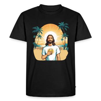 Jesus Summer Illustration - Men's Premium Organic T-Shirt - black - Front - Nico (187cm)