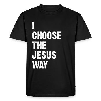 Je choisis la voie de Jésus - T-shirt Premium bio Homme - noir - Devant - Nico (187cm)