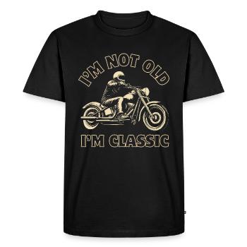 Motorcycle Vintage Pensioner I'm not old I'm classic - Men's Premium Organic T-Shirt - black - Front - Nico (187cm)