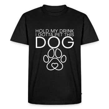 Tiens ma boisson, je dois caresser ce chien - T-shirt Premium bio Homme - noir - Devant - Nico (187cm)