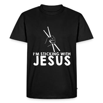 I'm Sticking With Jesus - Men's Premium Organic T-Shirt - black - Front - Nico (187cm)