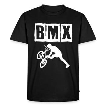 bmx race bike cyclist rider trick - Men's Premium Organic T-Shirt - black - Front - Nico (187cm)