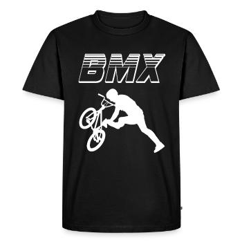 bmx race bike cyclist rider trick - Men's Premium Organic T-Shirt - black - Front - Nico (187cm)