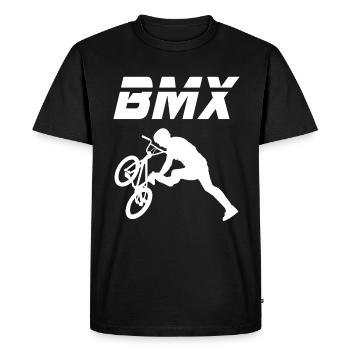 bmx race bike cyclist rider trick - Men's Premium Organic T-Shirt - black - Front - Nico (187cm)