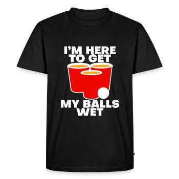 Je suis là pour mouiller mes couilles - T-shirt Premium bio Homme - noir - Devant - Nico (187cm)