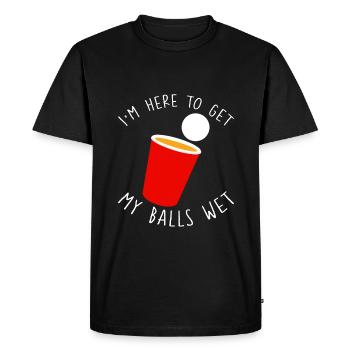 Je suis là pour mouiller mes couilles 4 - T-shirt Premium bio Homme - noir - Devant - Nico (187cm)