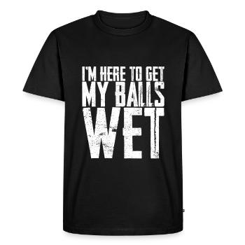 Je suis là pour mouiller mes couilles 3 - T-shirt Premium bio Homme - noir - Devant - Nico (187cm)