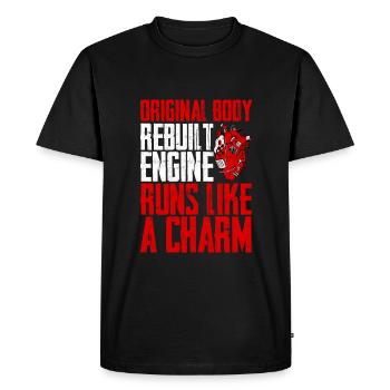 Original Body, Rebuilt Engine, Runs Like A Charm 3 - Men's Premium Organic T-Shirt - black - Front - Nico (187cm)