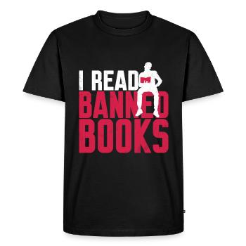I Read Banned Books 40 - Men's Premium Organic T-Shirt - black - Front - Nico (187cm)