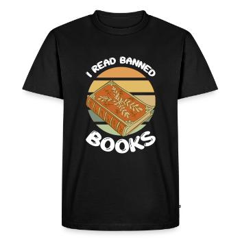 I read banned Books 48 - Men's Premium Organic T-Shirt - black - Front - Nico (187cm)
