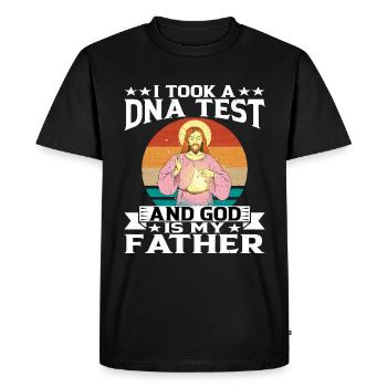 I took a DNA test and God is my father 15 - Men's Premium Organic T-Shirt - black - Front - Nico (187cm)