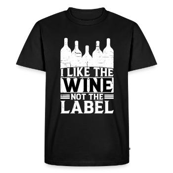 I like the wine, not the label 16 - Men's Premium Organic T-Shirt - black - Front - Nico (187cm)