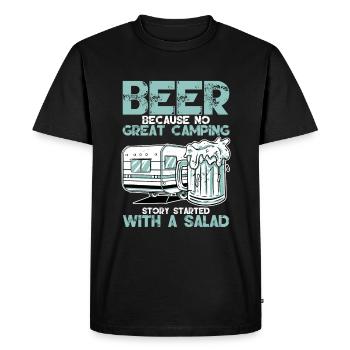 Aucune grande histoire de camping n’a commencé avec une salade 3 - T-shirt Premium bio Homme - noir - Devant - Nico (187cm)