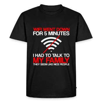 Le wifi est tombé en panne pendant 5 minutes 2 - T-shirt Premium bio Homme - noir - Devant - Nico (187cm)