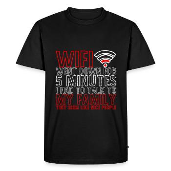 Le wifi est tombé en panne pendant 5 minutes 4 - T-shirt Premium bio Homme - noir - Devant - Nico (187cm)