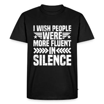 J’aimerais que les gens soient plus à l’aise dans le silence 2 - T-shirt Premium bio Homme - noir - Devant - Nico (187cm)