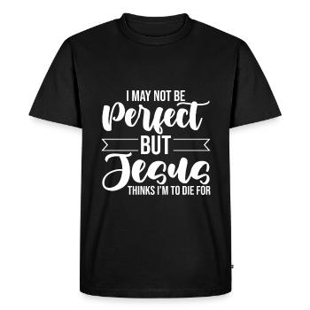 I'm Not Perfect But Jesus Thinks I'm To Die For 3 - Men's Premium Organic T-Shirt - black - Front - Nico (187cm)