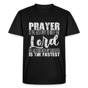 La prière est la meilleure façon de rencontrer le Seigneur 4 - T-shirt Premium bio Homme - noir - Devant - Nico (187cm)