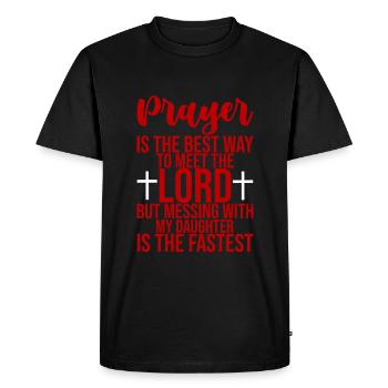 La prière est la meilleure façon de rencontrer le Seigneur 3 - T-shirt Premium bio Homme - noir - Devant - Nico (187cm)