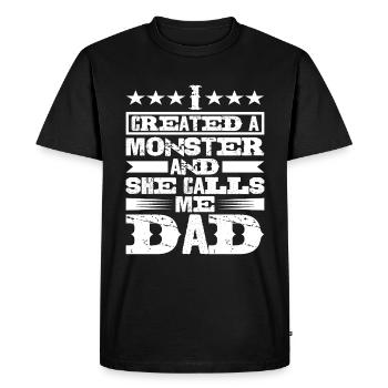 J’ai créé un monstre et elle m’appelle papa - T-shirt Premium bio Homme - noir - Devant - Nico (187cm)