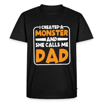 J’ai créé un monstre et elle m’appelle papa 2 - T-shirt Premium bio Homme - noir - Devant - Nico (187cm)