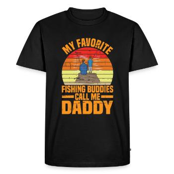 Mes copains de pêche préférés m’appellent papa - T-shirt Premium bio Homme - noir - Devant - Nico (187cm)