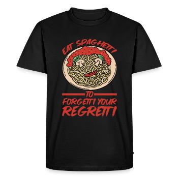 Eat Spaghetti To Forgetti Your Regretti 5 - Men's Premium Organic T-Shirt - black - Front - Nico (187cm)