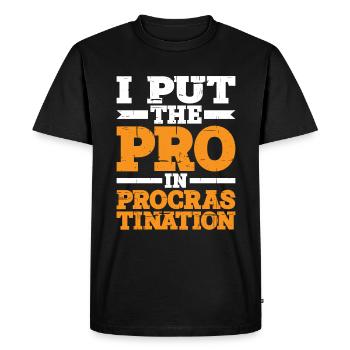 Je mets le pro dans la procrastination 4 - T-shirt Premium bio Homme - noir - Devant - Nico (187cm)
