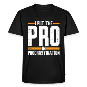 Je mets le pro dans la procrastination 5 - T-shirt Premium bio Homme - noir - Devant - Nico (187cm)