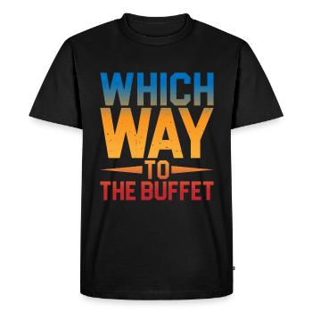 Which Way To The Buffet 12 - Men's Premium Organic T-Shirt - black - Front - Nico (187cm)