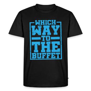 Which Way To The Buffet 11 - Men's Premium Organic T-Shirt - black - Front - Nico (187cm)