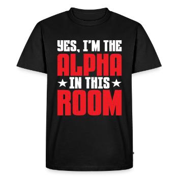Oui, je suis l’alpha dans cette pièce 13 - T-shirt Premium bio Homme - noir - Devant - Nico (187cm)