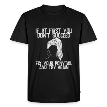 Si au début vous ne réussissez pas, réparez votre queue de cheval 1 - T-shirt Premium bio Homme - noir - Devant - Nico (187cm)