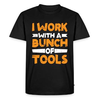 I work with a bunch of tools 7 - Men's Premium Organic T-Shirt - black - Front - Nico (187cm)