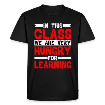 Dans cette classe, nous avons très faim d’apprendre - T-shirt Premium bio Homme - noir - Devant - Nico (187cm)