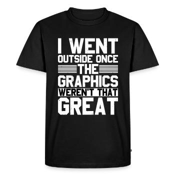 Je suis sorti une fois, les graphismes n’étaient pas géniaux - T-shirt Premium bio Homme - noir - Devant - Nico (187cm)