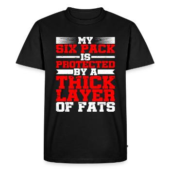 My Six Pack Is Protected By A Thick Layer Of Fats - Men's Premium Organic T-Shirt - black - Front - Nico (187cm)